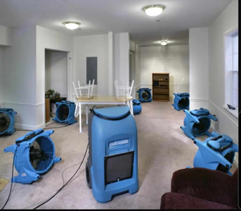 Air movers and dehumidifier setup for Water Extraction & Removal in Biloxi